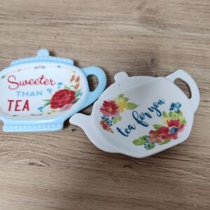 BNWT Pioneer Woman 4 Floral Teabag/trinket Holders